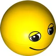 Duplo Ball for Ball Tube with Smile and Black and White Eyes with Eyelids Print