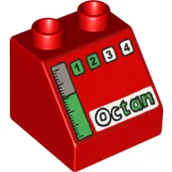 Duplo Brick 2 x 2 Slope 45 with Octan, 1, 2, 3, 4 and Gas Gauge Print