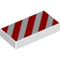 Tile 1 x 2 with Diagonal Red Stripes Print