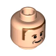 Minifig Head Rubens Barrichello, Brown Hair and Eyebrows Print