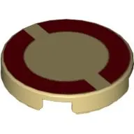 Tile Round 2 x 2 with Dark Red Semicircles Print