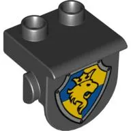 Duplo Plate 1 x 2 with Overhang, with Lion and Crown on Yellow and Blue Shield Print
