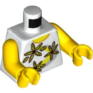 Torso Shirt 3 Flowers over Yellow and Silver Stripe / '2011 The LEGO Store Pleasanton, CA' on Back Print, Yellow Arms and Hands