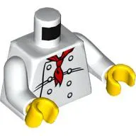 Torso Chef with 8 Buttons, Long Red Neckerchief / '2012 The LEGO Store Victor, NY' Back Print, White Arms, Yellow Hands