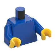 Torso Hoodie with Pocket, Drawstring and Red Brick / '2012 The LEGO Store Essen' Back Print, Blue Arms, Yellow Hands