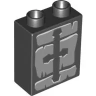 Duplo Brick 1 x 2 x 2 with Stones with Arrow Slit Print