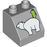 Duplo Brick 2 x 2 Slope 45° with Polar Bear Print
