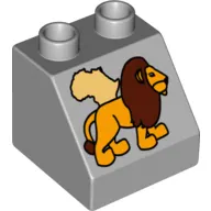 Duplo Brick 2 x 2 Slope 45 with Africa Map and Lion Print