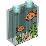 Duplo Brick 1 x 2 x 2 with Aquarium and Fish Print