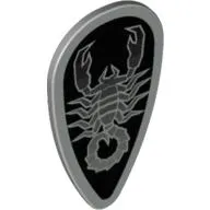Shield Ovoid with Silver and Black Scorpion Print