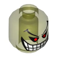 Minifig Head, Red Eyes, Eyebrows, White Teeth and Grin Print (Joker's Bomb)