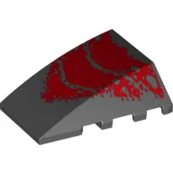 Brick Wedged, Curved 4 x 4 No Top Studs with Red Scale Print