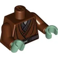 Torso Jedi Robe, Silver Snaffle Bit Buckle Print (Kit Fisto), Reddish Brown Arms, Sand Green Hands