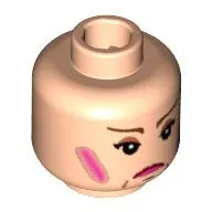 Minifig Head Dolores Umbridge, Pink Lips, Rouge, Frown Lines, White Pupils Print [Blocked Open Stud]
