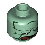 Minifig Head Mandrake Plant Face, Red Mouth Print [Blocked Open Stud]