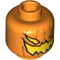Minifig Head Pumpkin, Evil Grin Print [Blocked Open Stud]