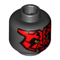 Minifig Head Darth Maul, Red Face, Yellow Eyes Print