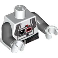 Torso Armor with Chest Panel with Buttons and Tubes Print (AT-AT Driver), Dark Bluish Gray Arms, White Hands