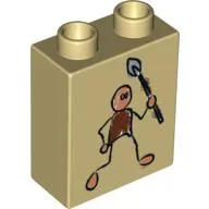 Duplo Brick 1 x 2 x 2 with Cave Painting Human Print