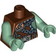 Torso Armor with Troll Skull Badge and Chains Print, Sand Green Arms and Hands