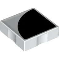 Duplo Tile 2 x 2 with Shape Black 1/4 Circle Print