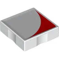 Duplo Tile 2 x 2 with Shape Red Inverse Quarter Disc Print