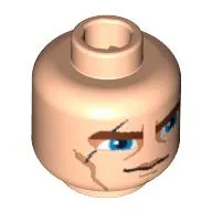 Minifig Head Anakin Skywalker, Brown Thick Eyebrows, Blue Eyes, Scar and Lines Print