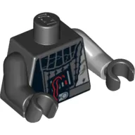 Torso, Odd Arms, Armor, Damaged Print (Darth Vader), Left Light Bluish Gray Arm, Right Black Arm, Black Hands