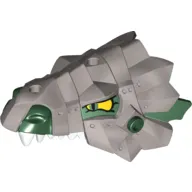 Creature Body Part, Dragon Head Upper Jaw with Armor, Metallic Silver, and Yellow Eyes Print