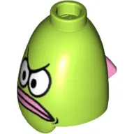 Minifig Head Special, Conical, Fish with Frowning Eyes and Pink Lips Print (Spongebob Bus Driver)