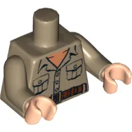 Torso Open Collar, 2 Pockets and Belt Print (Rene Belloq), Dark Tan Arms, Light Nougat Hands
