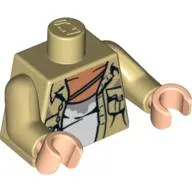 Torso Shirt, Open with 2 Pockets, Stained Undershirt Print, Tan Arms, Light Nougat Hands