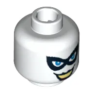Minifig Head Harley Quinn, Black Eyemask, Blue Eyes, Black Lips Print [Blocked Open Stud]