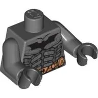 Torso Armor, Batman Logo and Yellow Belt Print, Dark Bluish Gray Arms, Black Hands