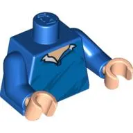 Torso Sweater with Open Collar, Diagonal Wrinkles Print, Blue Arms, Light Nougat Hands
