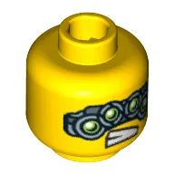 Minifig Head Spy Clops, Four Mechanical Eyes, Teeth Print [Blocked Open Stud]