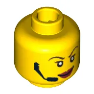 Minifig Head Agent Swift / Trace, Red Lips, Headset, Scared / Smiling Print