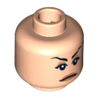 Minifig Head Irina Spalko, Peach Lips, Stern Eyebrows, White Pupils Print