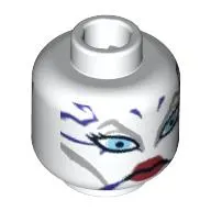 Minifig Head Asajj Ventress, Blue Eyes, Red Lips and Dark Purple Markings Print