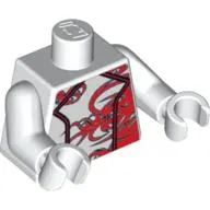 Torso Racing Jacket with Red Dragon Print, White Arms and Hands