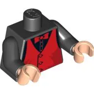 Torso Red Vest and Bow Tie Print, Black Arms, Light Nougat Hands