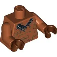 Torso Tattoos with Animal Tooth Necklace Print, Dark Orange Arms, Reddish Brown Hands