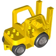 Duplo Forklift Truck with Two Large Front Black Wheels and Two Small Rear Black Wheels