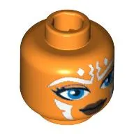 Minifig Head Ahsoka Tano, Blue Eyes, White Lines Print [Blocked Open Stud]