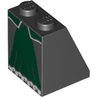 Brick Sloped 65° 2 x 2 x 2 with Bottom Tube with Dark Green Skirt Panel with White Trim Print