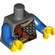Torso Armor Scale Mail, Crown on Buckle, Chest Strap Print, Blue Arms, Yellow Hands