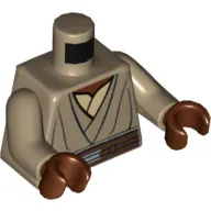 Torso Layered Robe over Tan Undershirt, Brown Belt Print (Mace Windu Clone Wars), Dark Tan Arms, Reddish Brown Hands