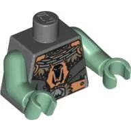 Torso Armor with Chain Necklace and Large Belt Print, Sand Green Arms and Hands