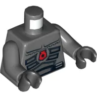 Torso Spacesuit with Red Police Badge, Belt with Pouches / Radio on Back Print, Dark Bluish Gray Arms, Black Hands
