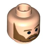 Minifig Head Rebel Commando, Beard Brown Bushy with Black Pupils and Frown Print [Blocked Open Stud]